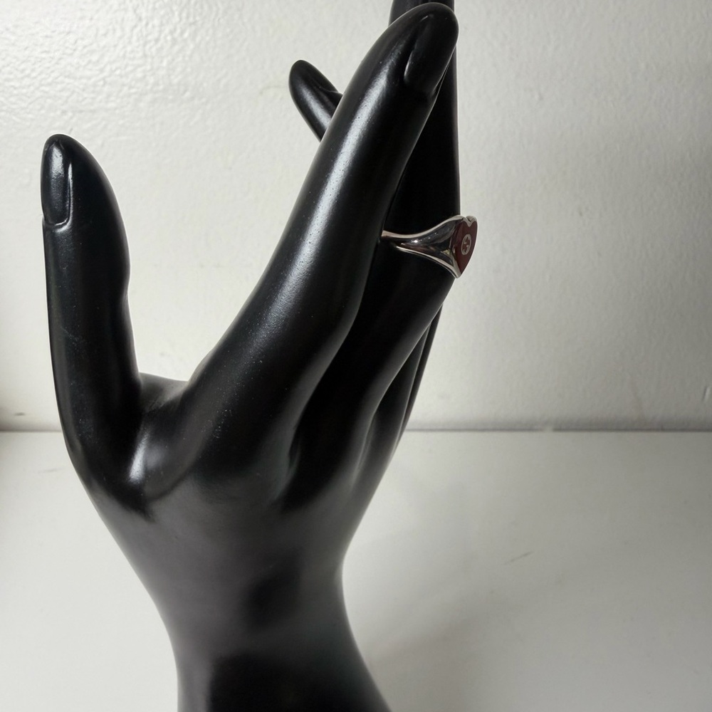 Gucci Silver Heart Ring with Red Accent - Picture 3 of 4